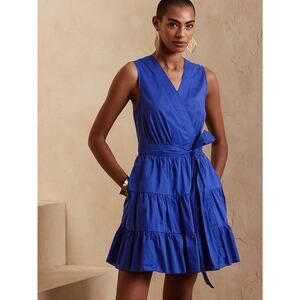 Sold Banana Republic Stampa Mini Dress, Medium Petite Voltage Blue $170 MSRP